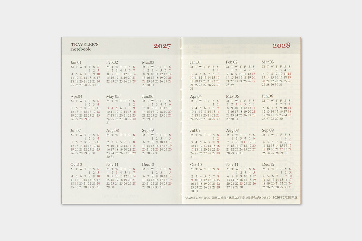 Traveler's Notebook Company - Passport - 2027 Kalender Weekly