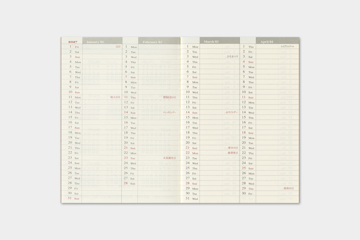 Traveler's Notebook Company - Passport - 2027 Kalender Weekly