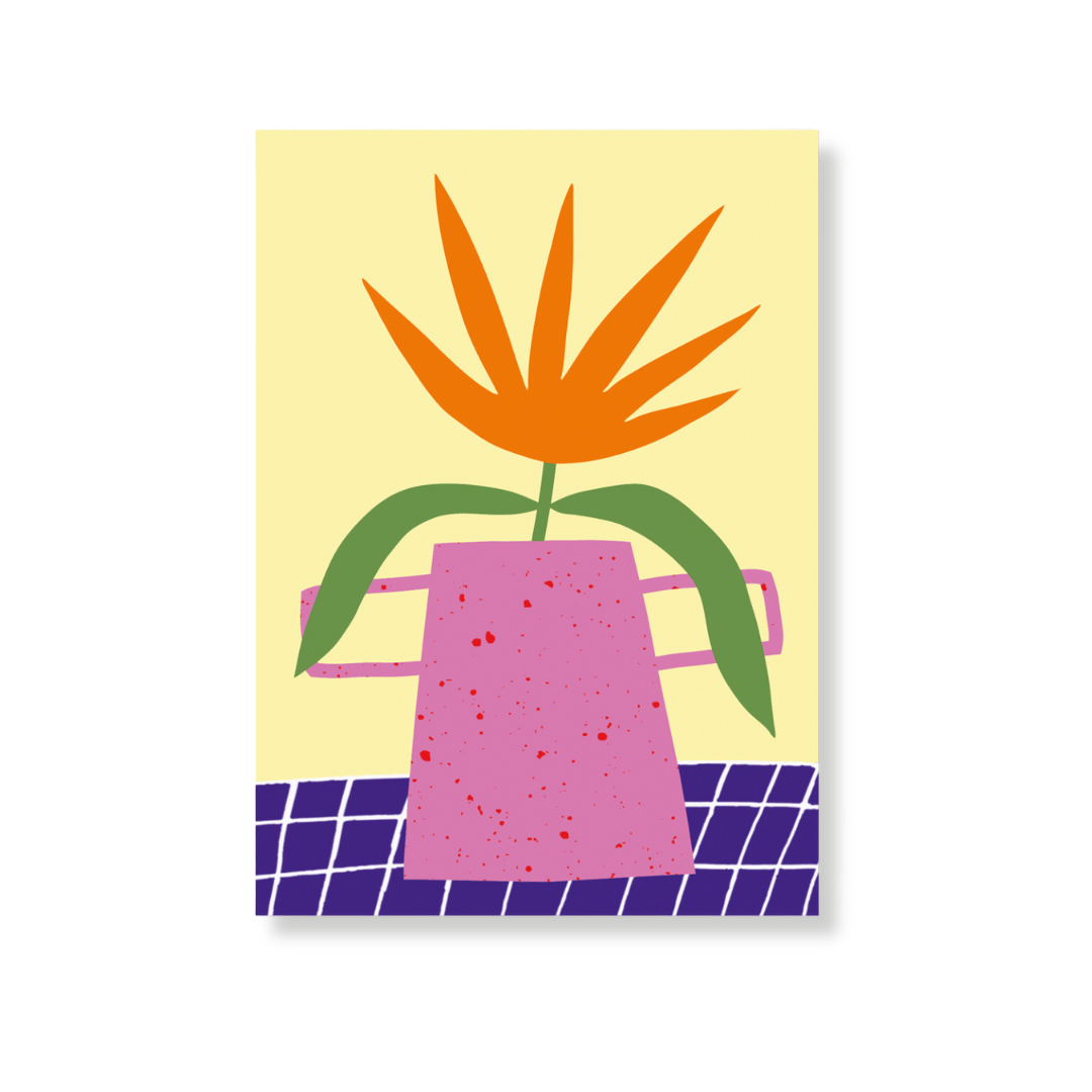 Postkarte Blumenvase Strelitzien