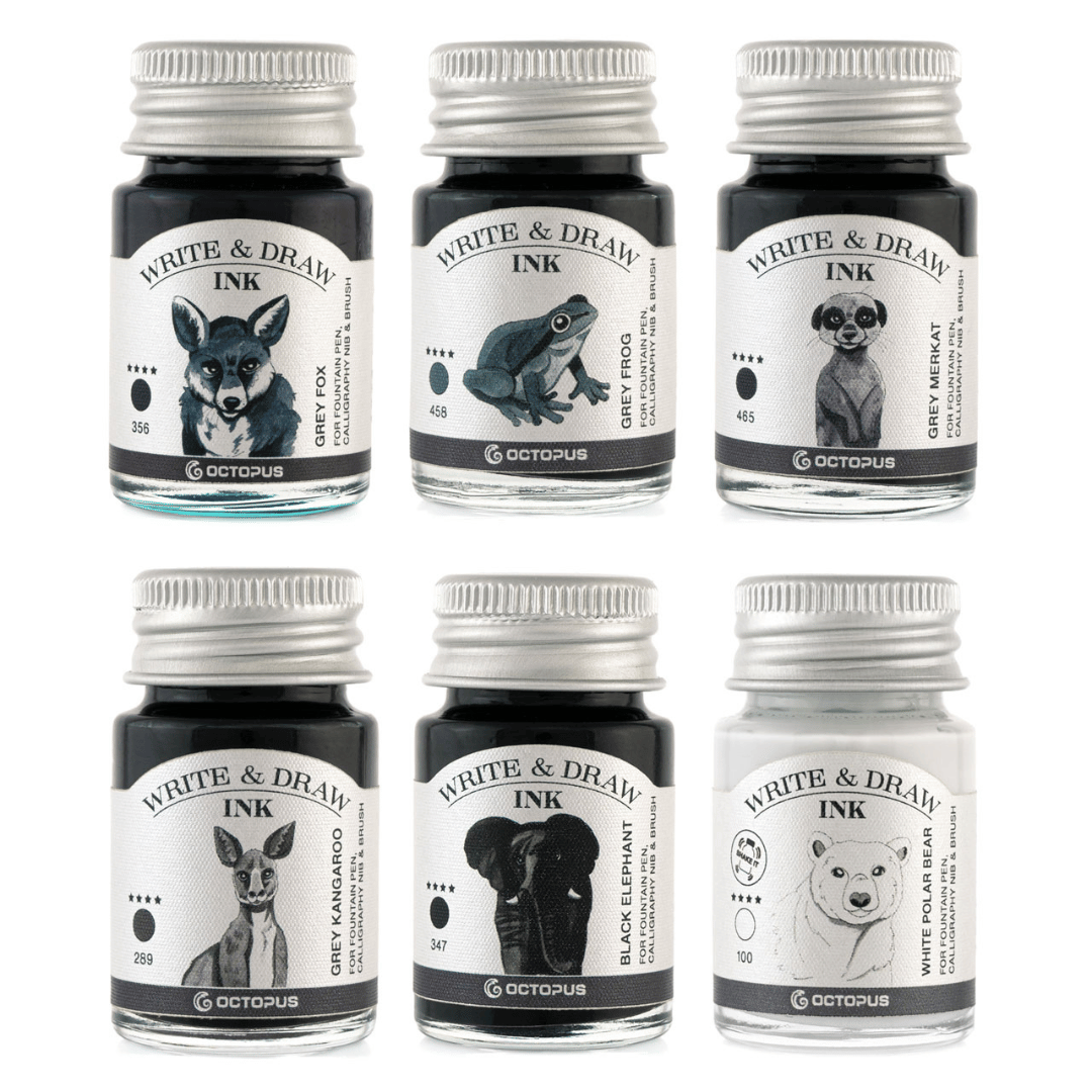 Octopus - Write and Draw - Tintenset Basic Grey