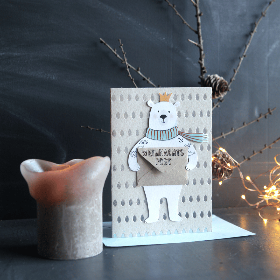 Winter Postman Card, Bear