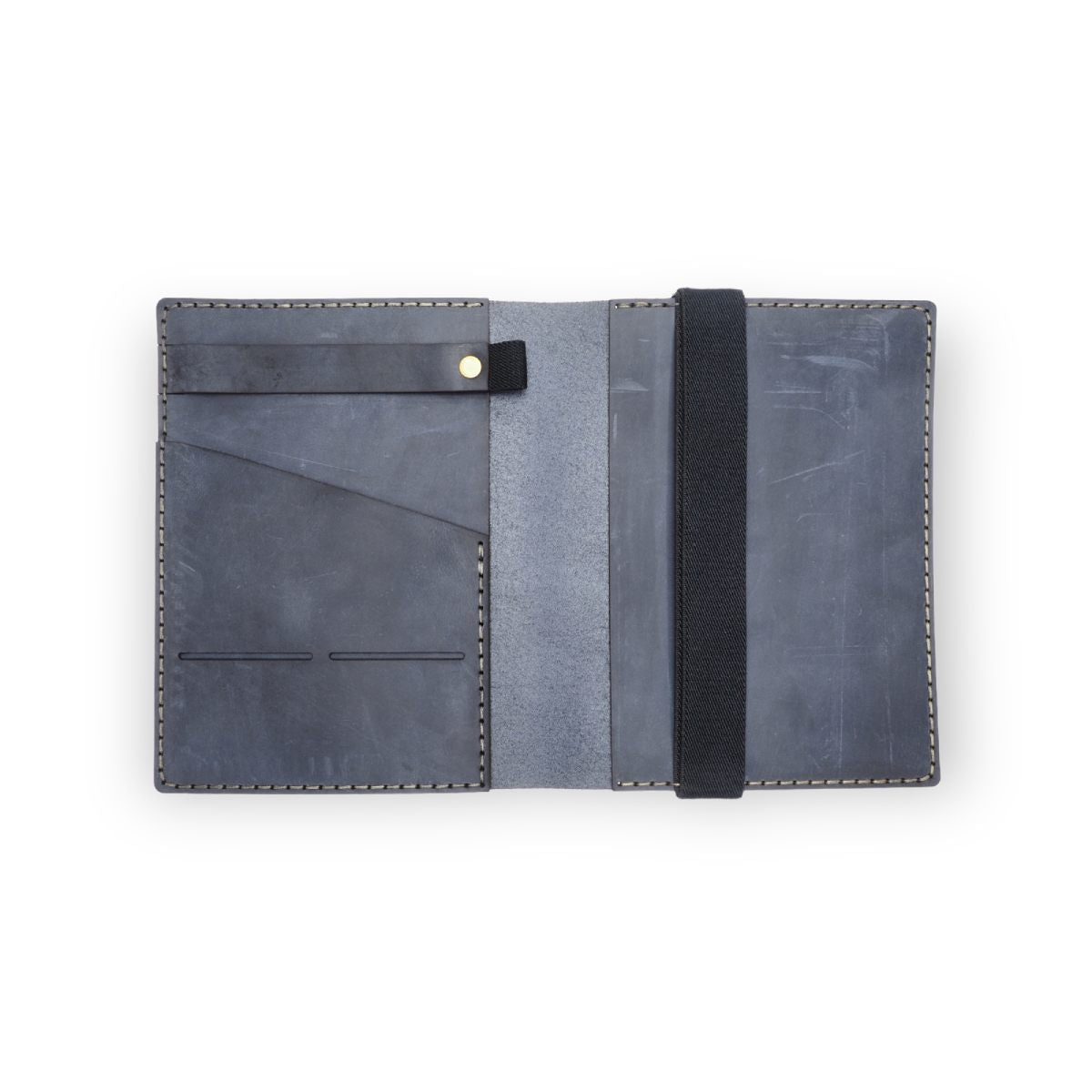 Galen Leather - Leather Zippered A5 Notebook Folio, navy blue
