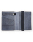 Galen Leather - Leather Zippered A5 Notebook Folio, navy blue