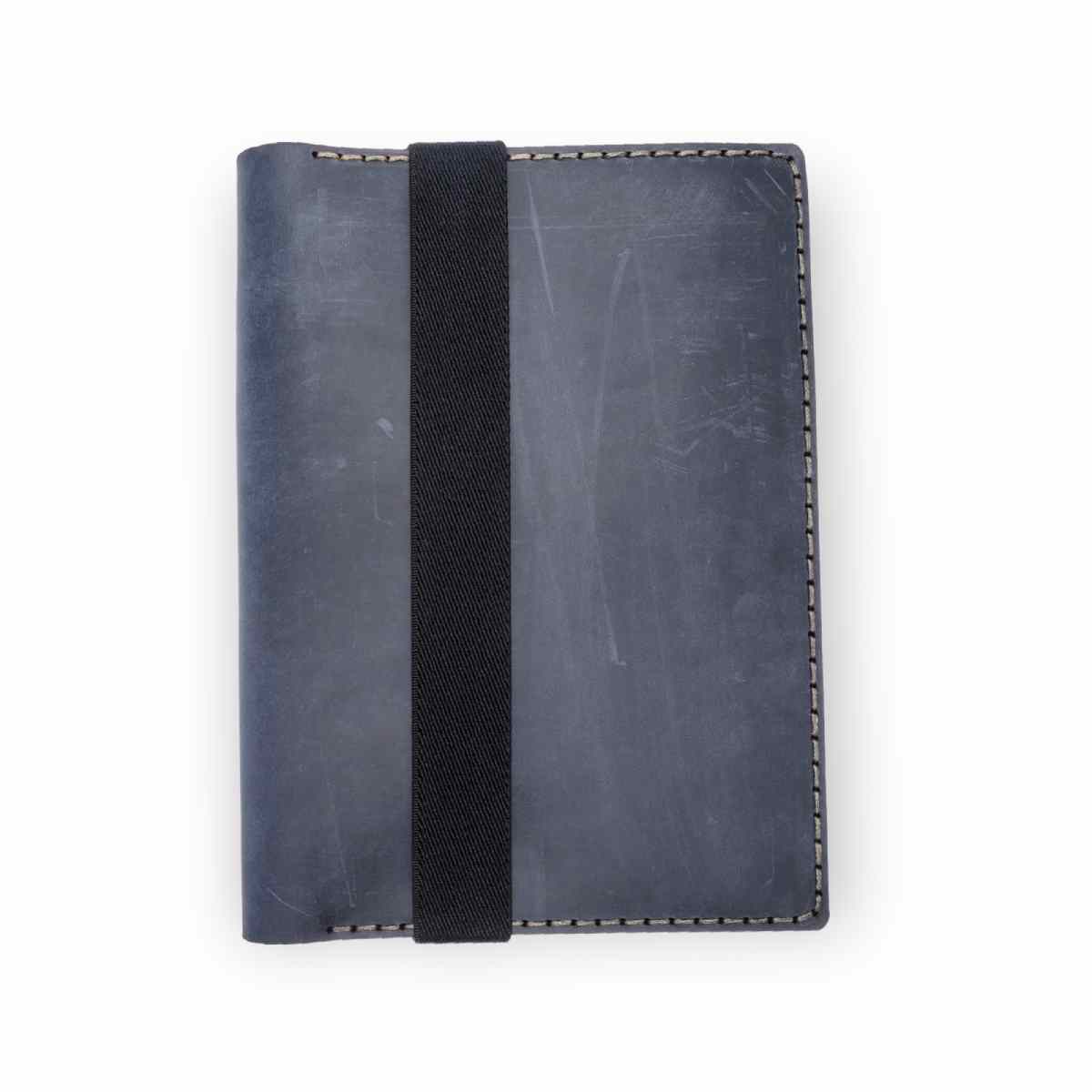 Galen Leather - Leather Zippered A5 Notebook Folio, navy blue