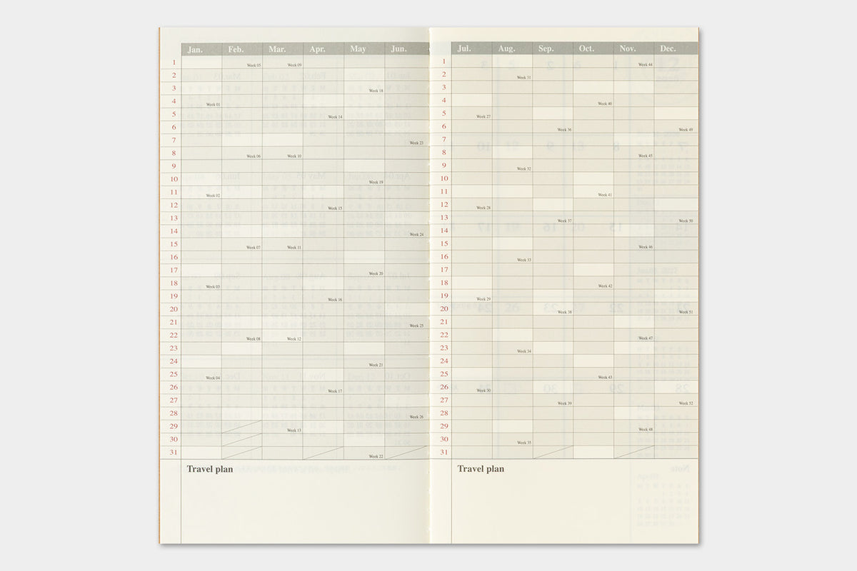 Travelers Notebook - 2027 Kalender, Monthly regular size
