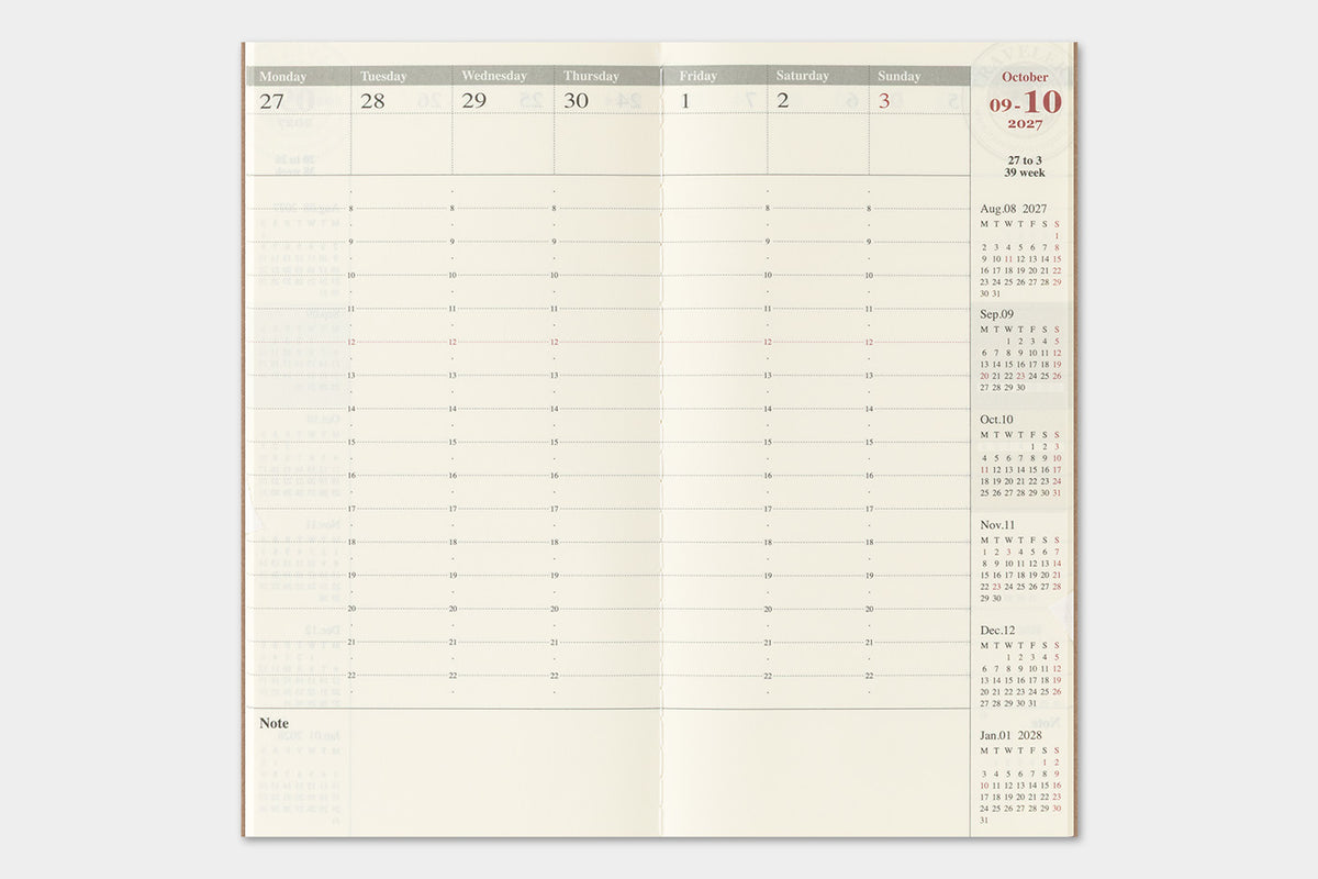Travelers Notebook - 2027 Kalender, Weekly Vertical regular size