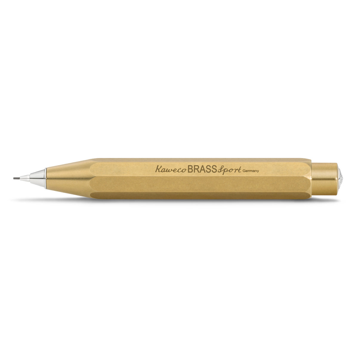 Kaweco Druckbleistift aus Aluminium in der Farbe Messing, Inschrift auf dem Stift