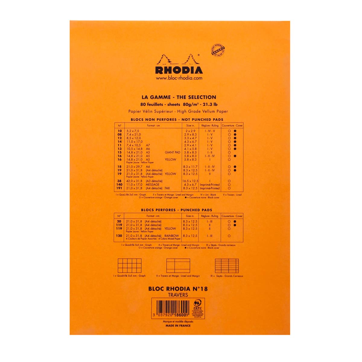 Rhodia Basics Block No. 18 lined orange