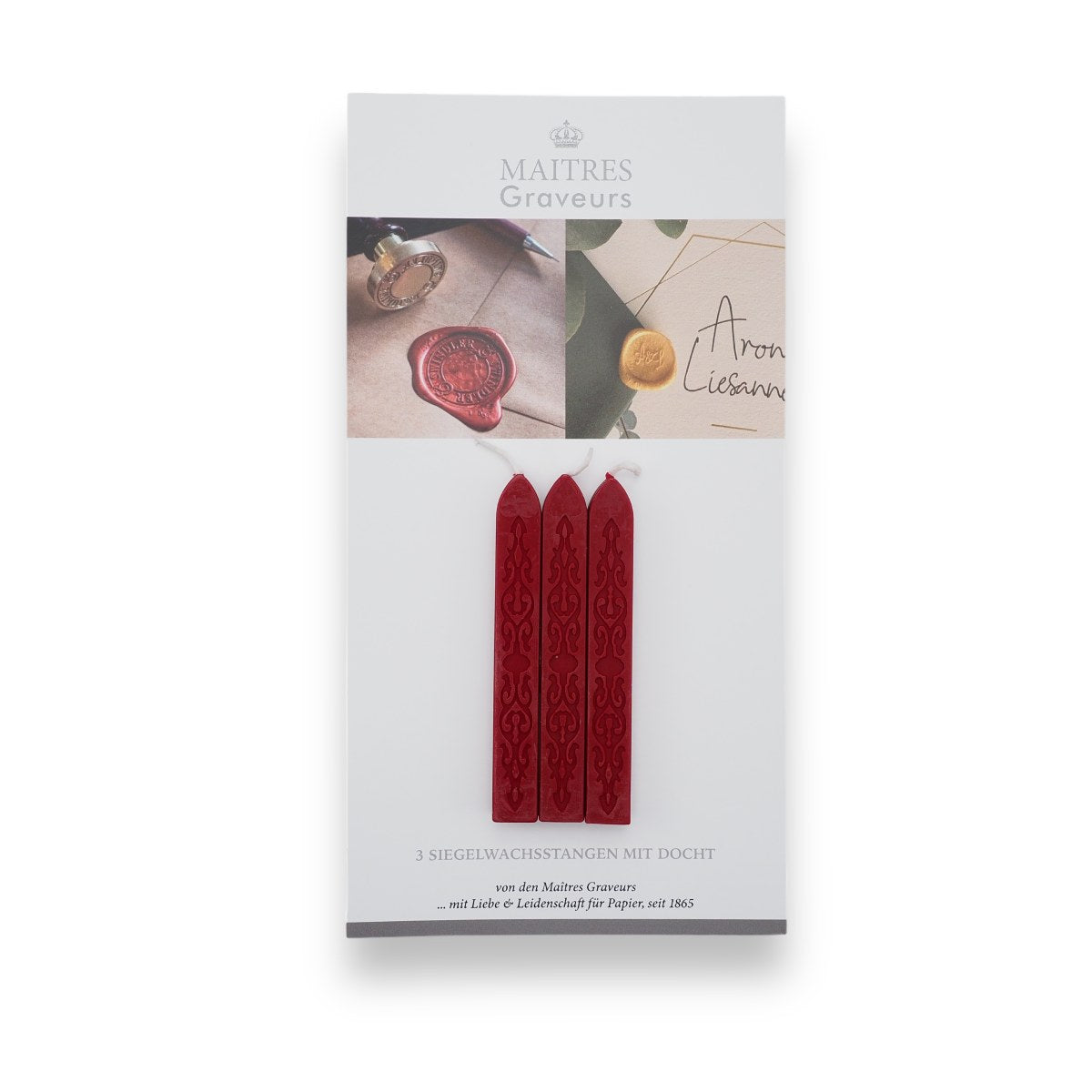 Maitres Engravers - 3 sealing wax sticks, dark red