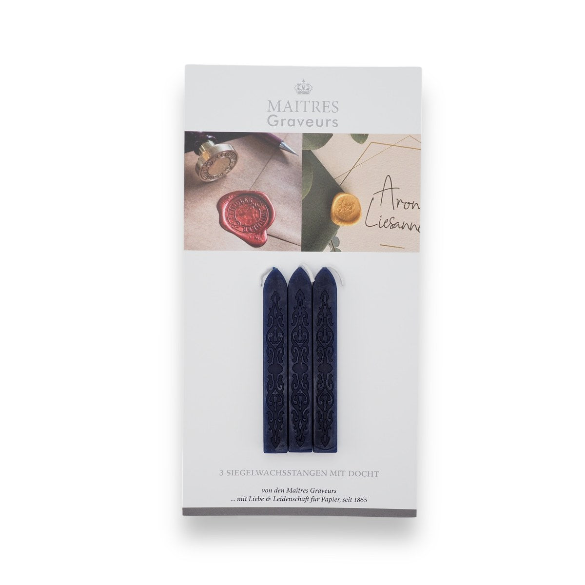 Maitres Engravers - 3 sealing wax sticks, navy blue