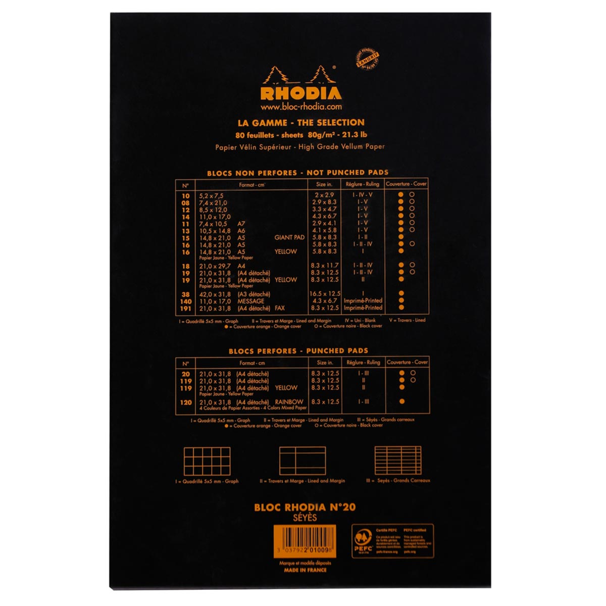 Rhodia - Notizblock A4+ No. 20 Seyes, schwarz