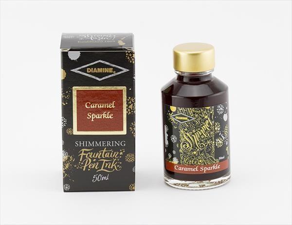 Diamine Shimmer ink - caramel sparkle , 50ml ink glass