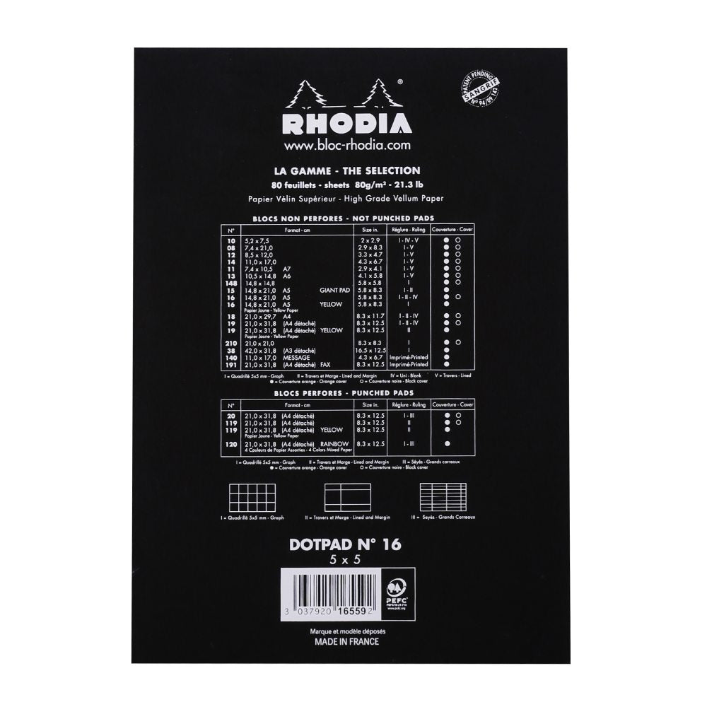 Rhodia - Dotpad A5 No. 16, schwarz