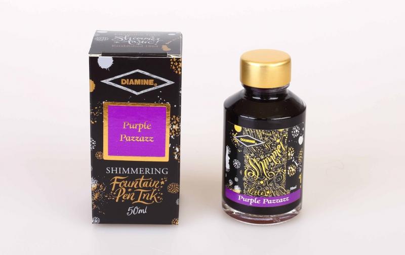 Diamine Shimmer Tinte - purple pazzazz , 50ml Tintenglas