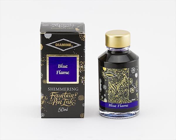 Diamine Shimmer ink - blue flame , 50ml ink glass