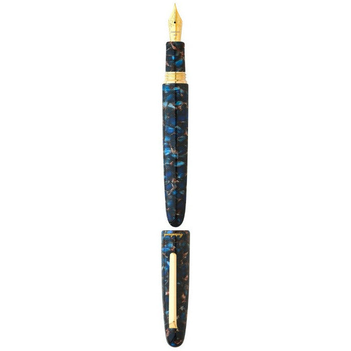 Estie Noveau Blue fountain pen oversize, gold trim