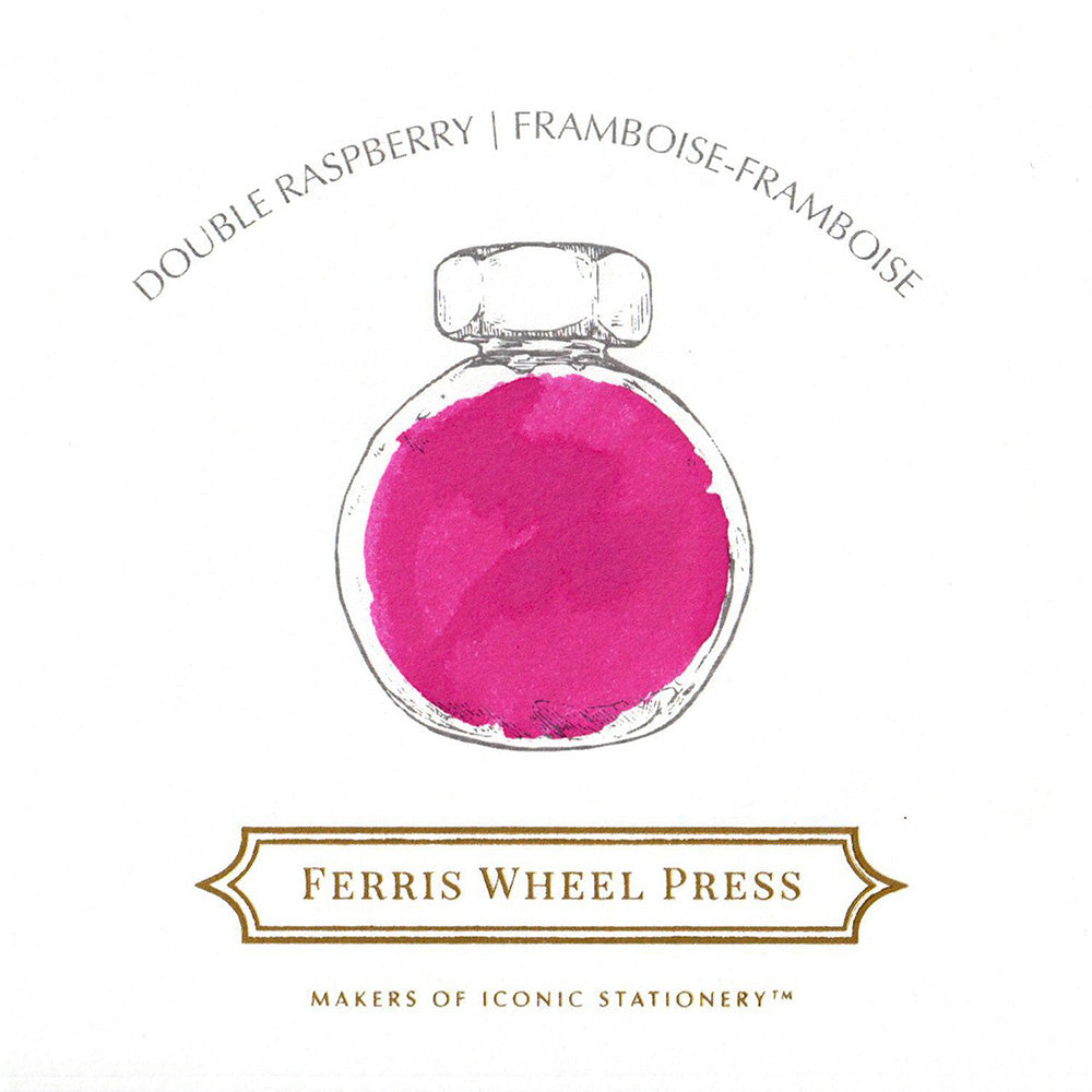 Swatch von Ferris Wheel Double Raspberry in einem gezeichneten Tintenglas.