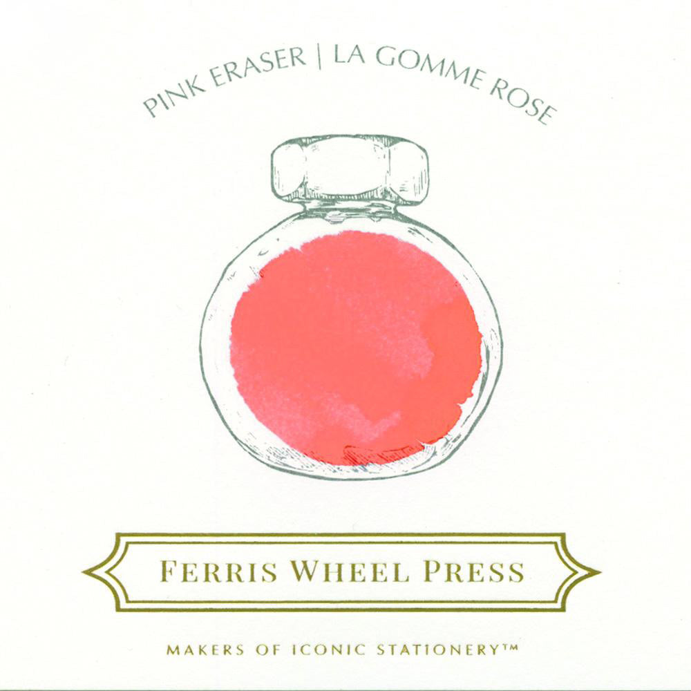Swatch von Ferris Wheel Pink Eraser in einem gezeichneten Tintenglas.