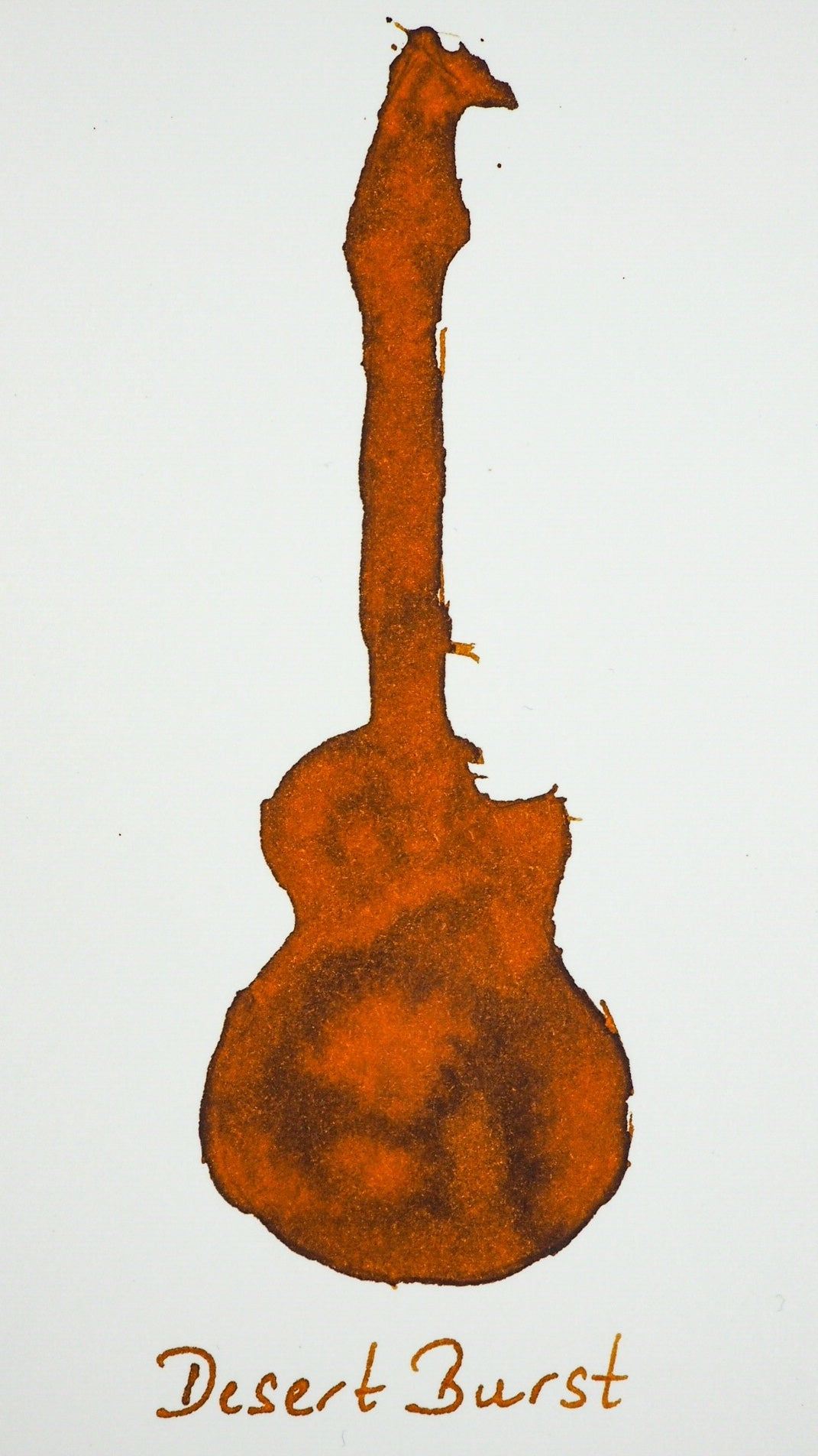 Swatch von Diamine Desert Burst in Form einer Gitarre.