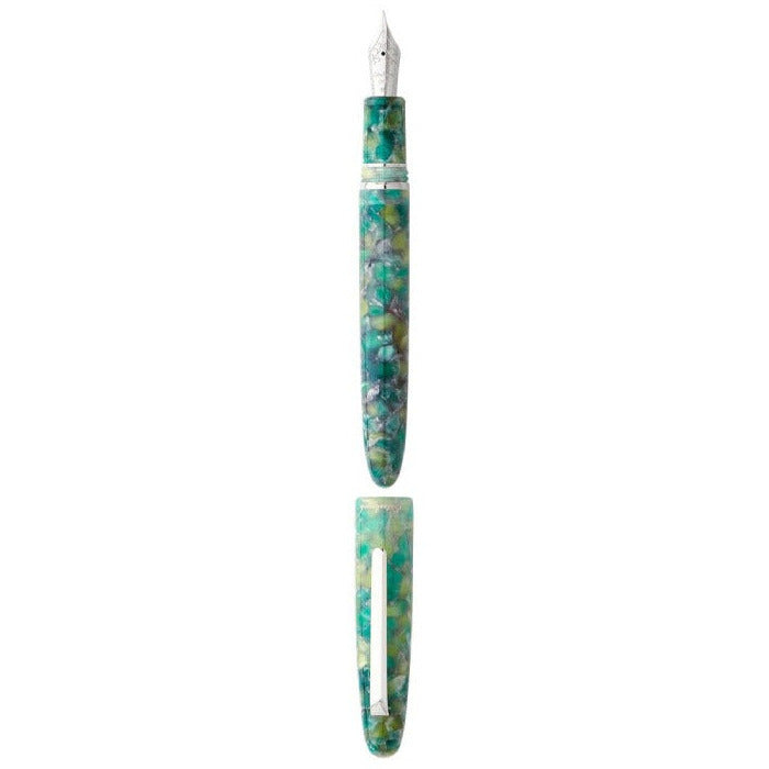 Estie Sea Glass fountain pen, silver trim